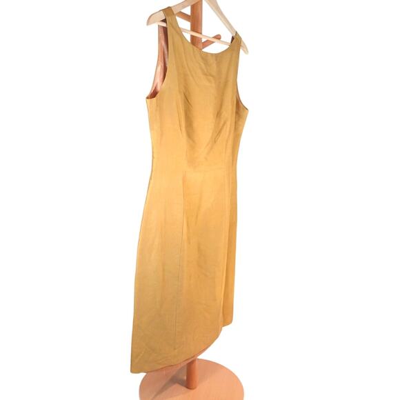 VTG LINDA HARTMAN SILK Gold Tank Sleeve A-Line Hem Dress Size 10 - Picture 2 of 9